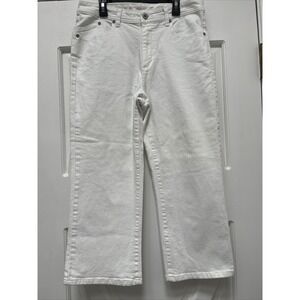 CHICO'S Platinum Size 1 M 8 White Capri Crop Jeans Stretch Pockets‎